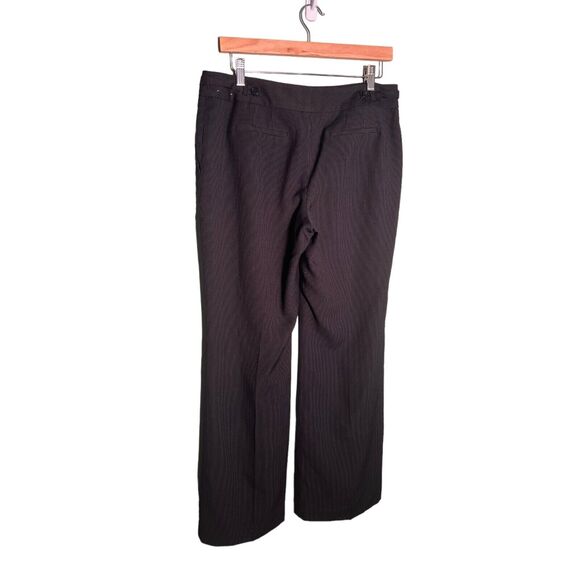 Ann Taylor Black White Pinstriped Signature Fit Dress Pants 10P Wide Leg Work - Picture 2 of 8